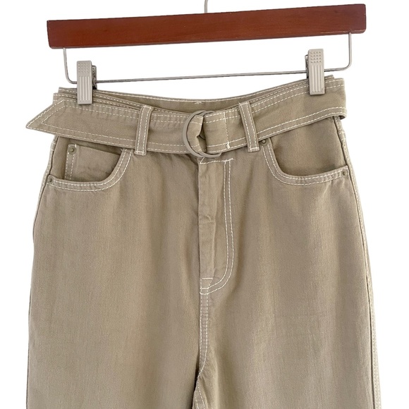 Zimmermann Belted High-Rise Straight-Leg Jeans in Sage Green - Picture 5 of 10